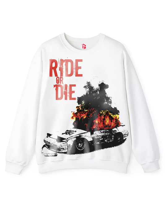 RIDE AND DIE WHITE SWEATSHIRT