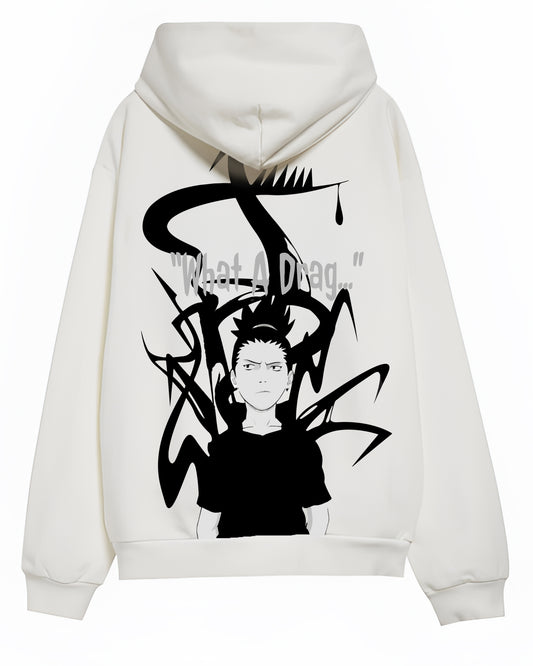 ANIME VIBE DRAG WHITE REGULAR FIT HOODIE