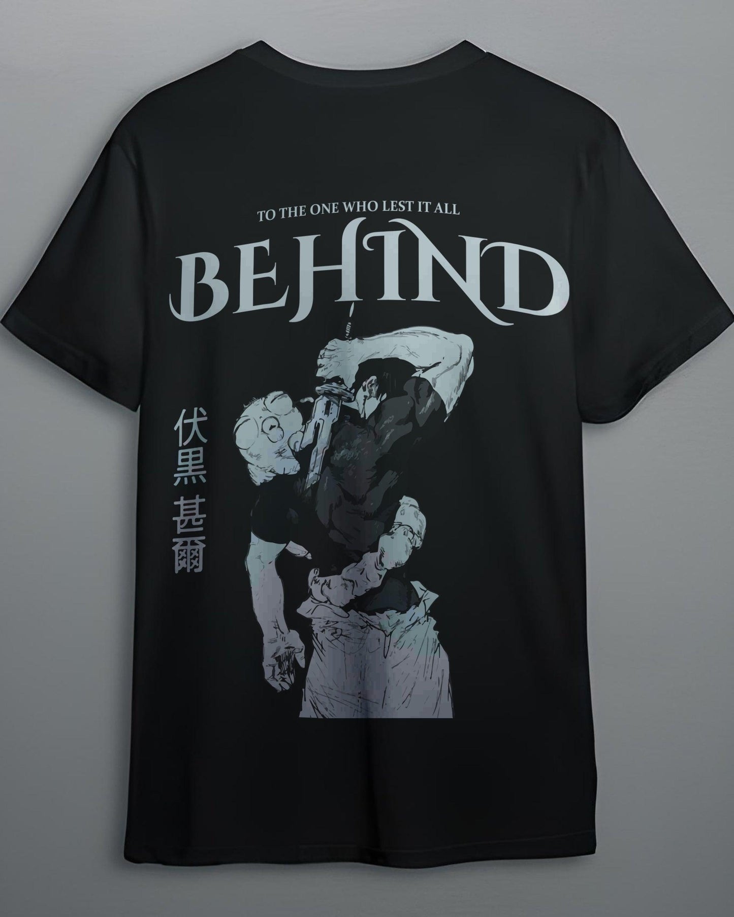 ANIME BEHIND GAINS BLACK REGULAR FIT T-SHIRT