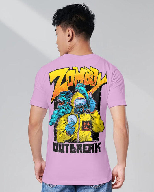 ZOMBOY OUTBREAK MASK ON LAVENDER T-SHIRT