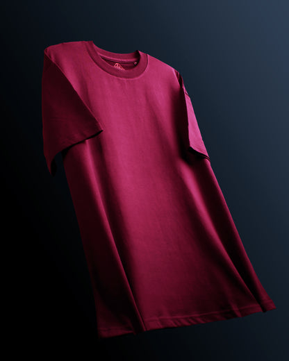 Heavy Weight | Wine Solid Oversized T-shirt