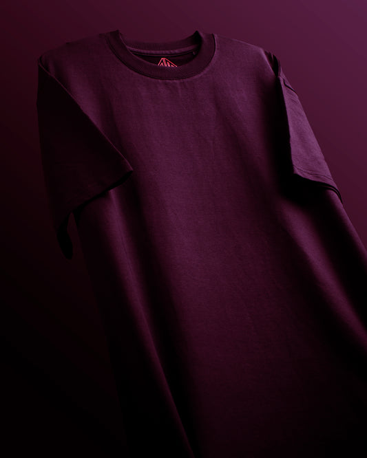 Heavy Weight | Wine Solid Oversized T-shirt